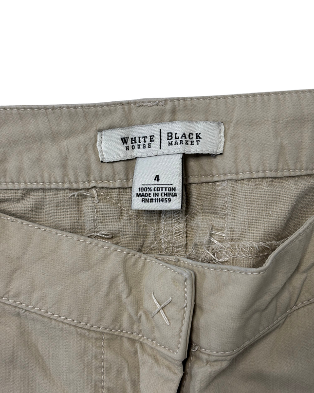 White House Black Market Beige Floral Embroidered Cargo Pants - M | Waist: 30"