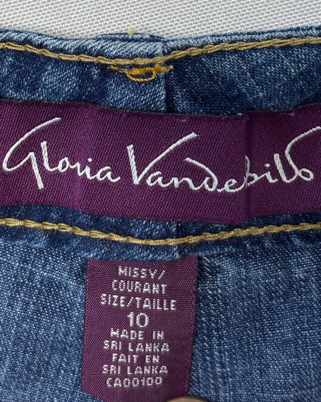 Gloria Vanderbilt Mid-Wash Denim Beaded Flower Detail Mini Skirt