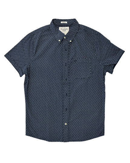 Abercrombie & Fitch Navy Blue Floral Print Short Sleeve Shirt - L