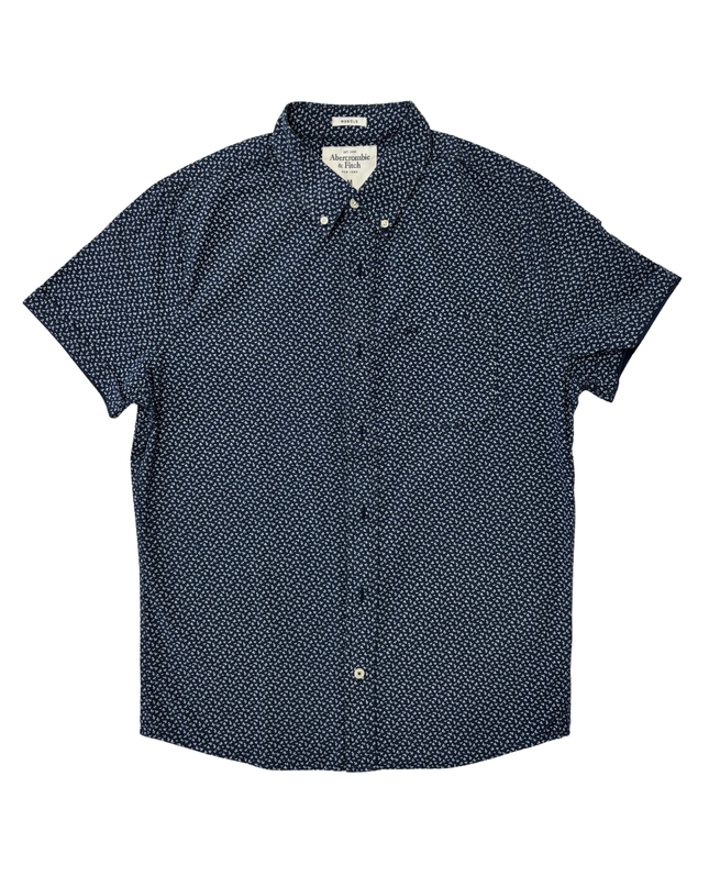 Abercrombie & Fitch Navy Blue Floral Print Short Sleeve Shirt - L