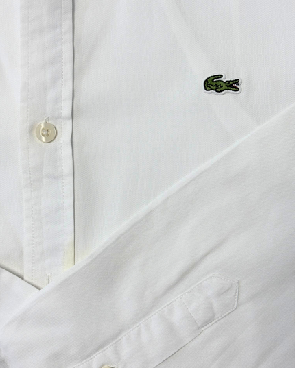 Lacoste Slim Fit White Button-Down Oxford Shirt