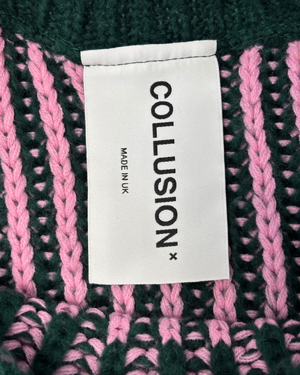 Collusion Pink & Black Spiral Pattern Chunky Knit Sweater