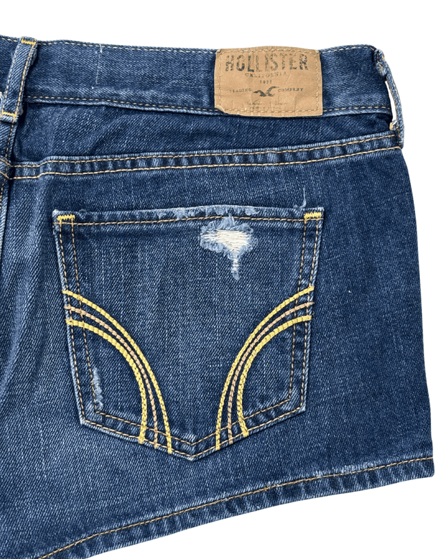 Hollister California Distressed Dark Wash Denim Shorts