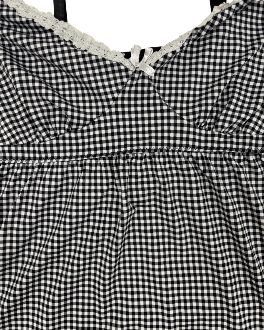 Laura Ashley Black & White Gingham Lace Trim Camisole Top - XXS