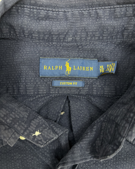 Ralph Lauren Navy Blue Short Sleeve Custom Fit Shirt - XL