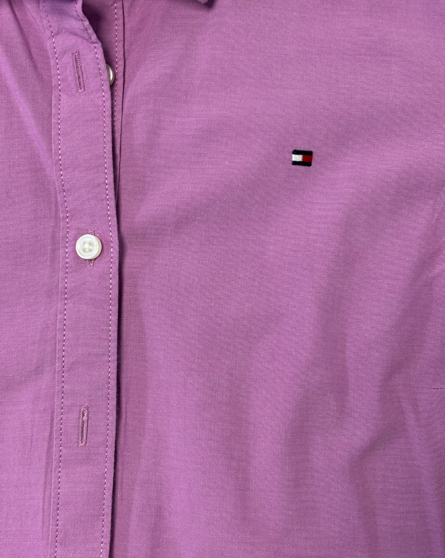 Tommy Hilfiger Purple Short-Sleeve Fitted Button-Down Shirt