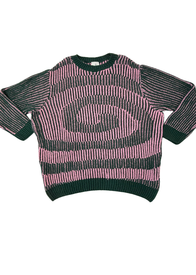 Collusion Pink & Black Spiral Pattern Chunky Knit Sweater