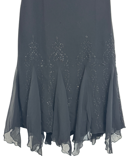 Dressbarn Collection Beaded Chiffon Ruffle Handkerchief Hem Dress - M