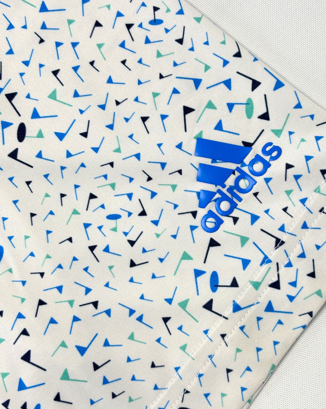 Adidas Parley Ocean Plastic White Multicolor Pattern Golf Polo Shirt