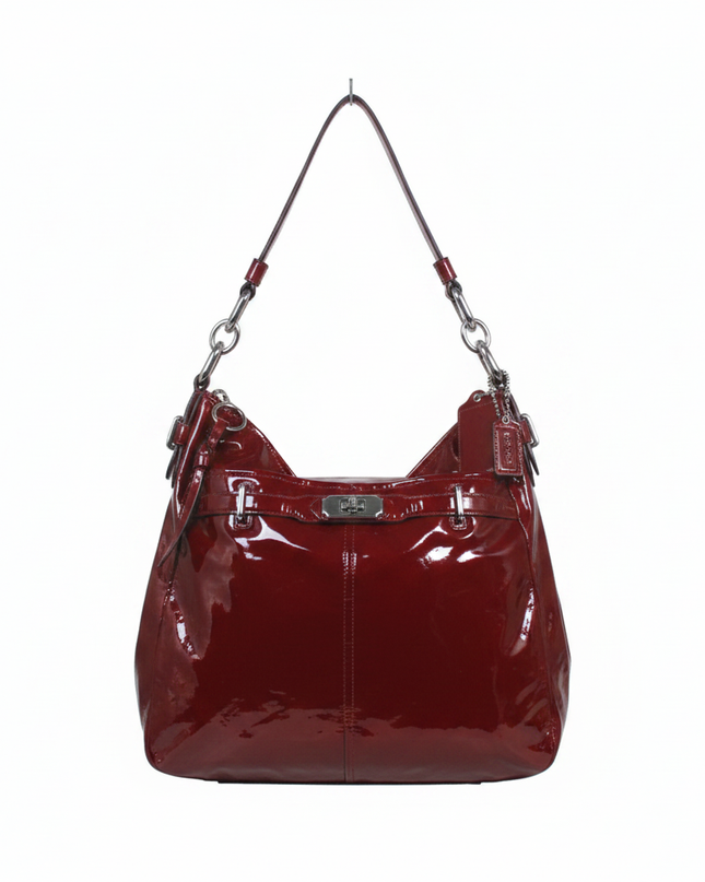 Coach Red Patent Leather Turnlock Shoulder Bag