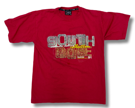 SouthPole Vintage Y2K Puff Logo Spell-out Red T-Shirt - M