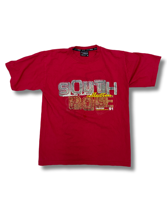 SouthPole Vintage Y2K Puff Logo Spell-out Red T-Shirt - M