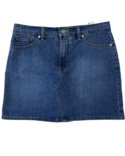 Gloria Vanderbilt Mid-Wash Denim Beaded Flower Detail Mini Skirt