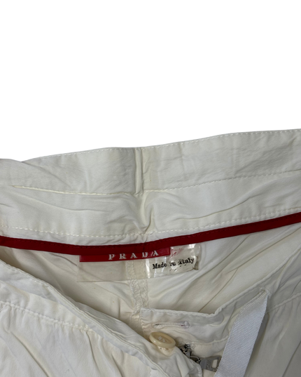 Prada White Technical Nylon Drawstring Cargo Pants - XS | Waist: 28"