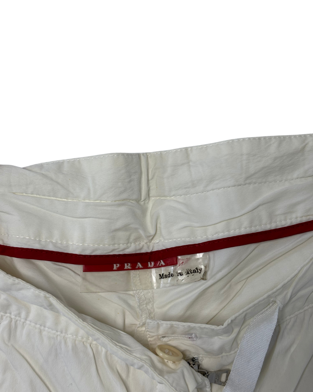 Prada White Technical Nylon Drawstring Cargo Pants - XS | Waist: 28"
