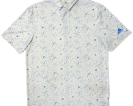 Adidas Parley Ocean Plastic White Multicolor Pattern Golf Polo Shirt