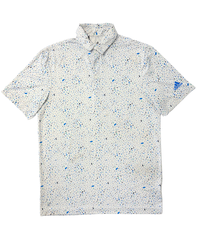 Adidas Parley Ocean Plastic White Multicolor Pattern Golf Polo Shirt