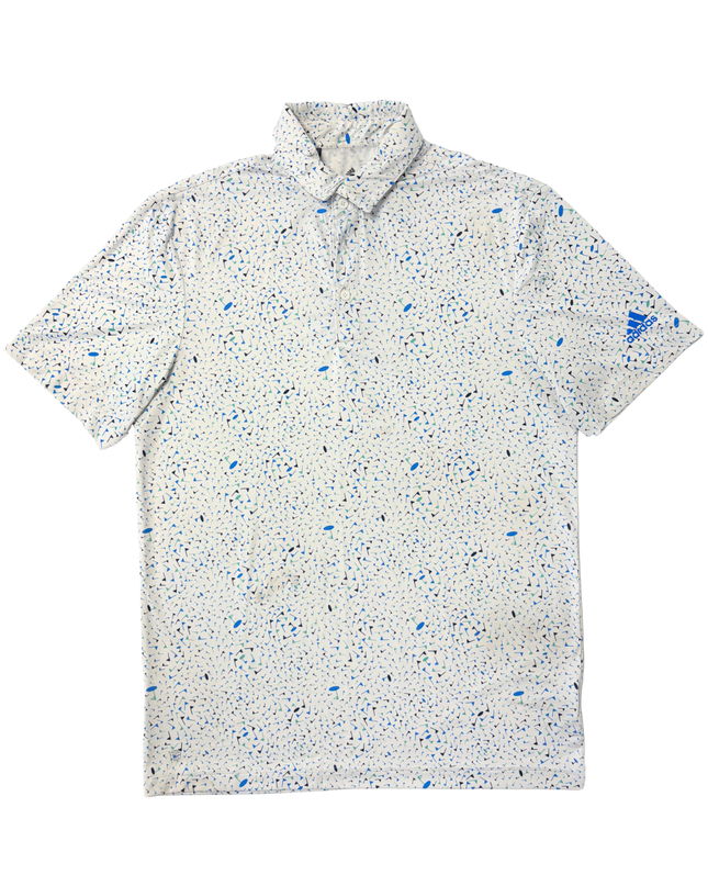 Adidas Parley Ocean Plastic White Multicolor Pattern Golf Polo Shirt