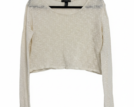 Forever 21 Cream Open Knit Cropped Sweater