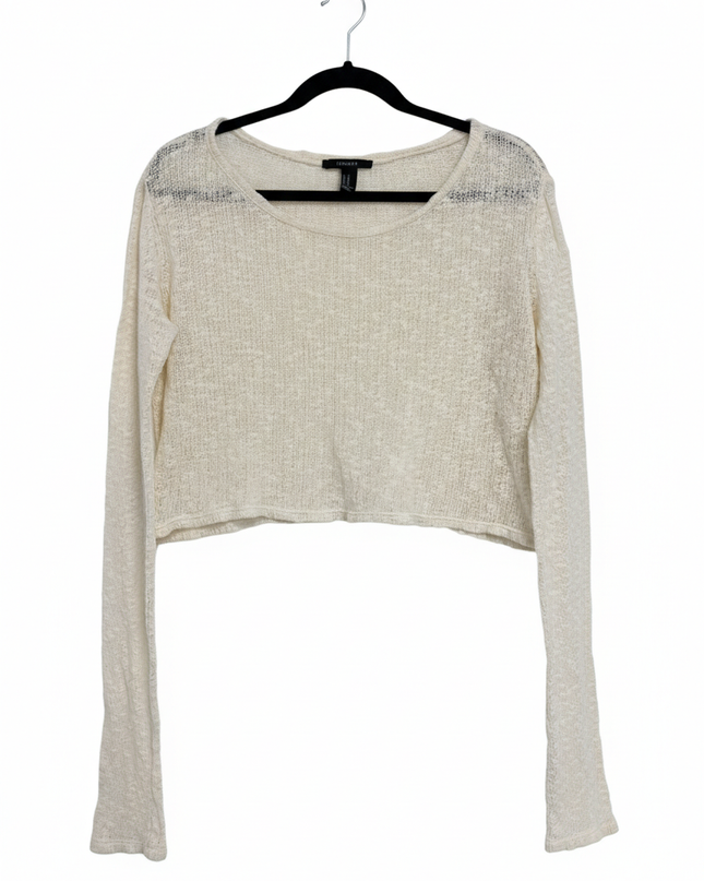 Forever 21 Cream Open Knit Cropped Sweater
