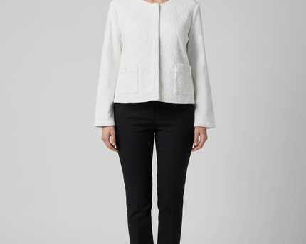 Royalty by Maluma White Textured Crown Jacquard Jacket