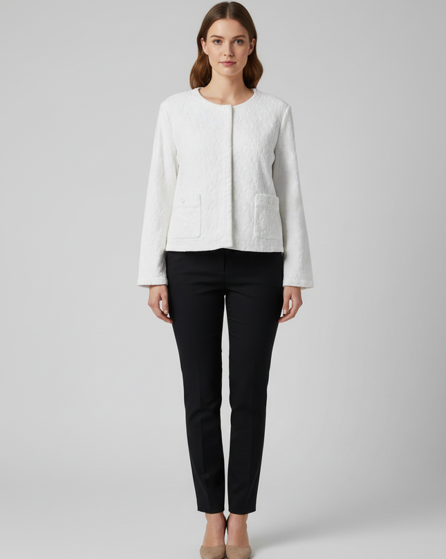 Royalty by Maluma White Textured Crown Jacquard Jacket