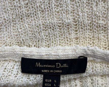 Massimo Dutti Cream Cropped Knit Boxy Blouse