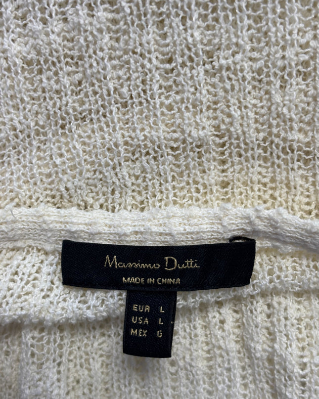 Massimo Dutti Cream Cropped Knit Boxy Blouse