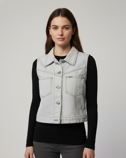 Guess Jeans by Georges Marciano Vintage Grey Denim Vest