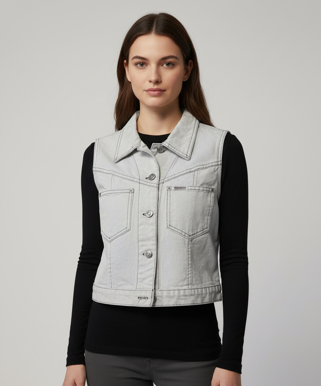 Guess Jeans by Georges Marciano Vintage Grey Denim Vest