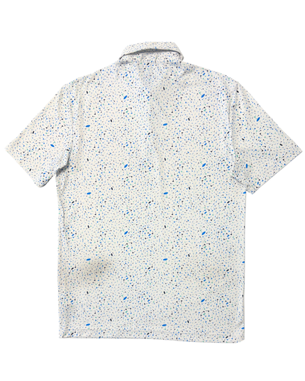 Adidas Parley Ocean Plastic White Multicolor Pattern Golf Polo Shirt