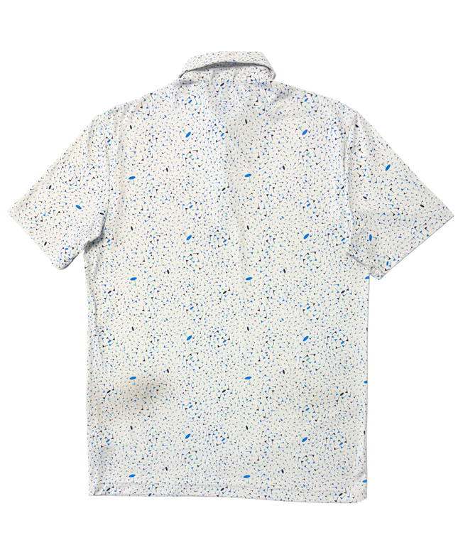 Adidas Parley Ocean Plastic White Multicolor Pattern Golf Polo Shirt