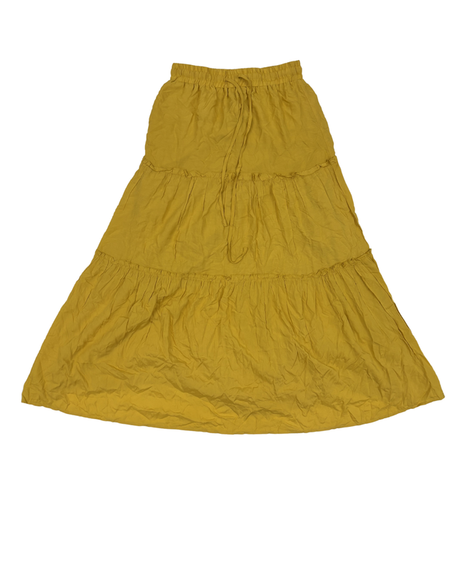 Kirundo Mustard Yellow Tiered Boho Maxi Skirt - XS | With Tag