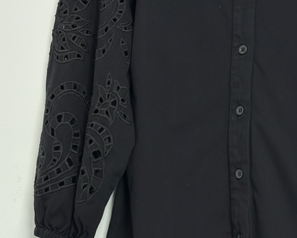Asos Design Black Embroidered Sleeve Shirt Dress