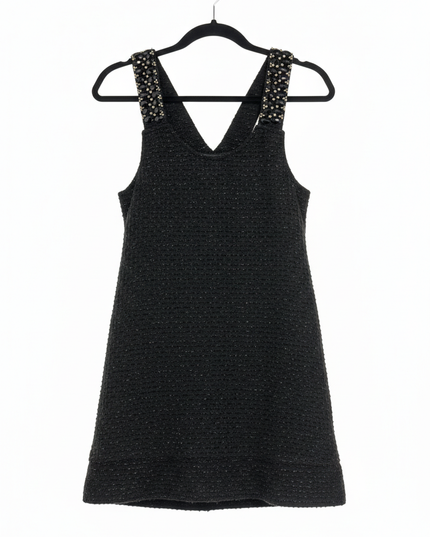 n° 99 Black Embellished Tweed Shimmer Mini Dress