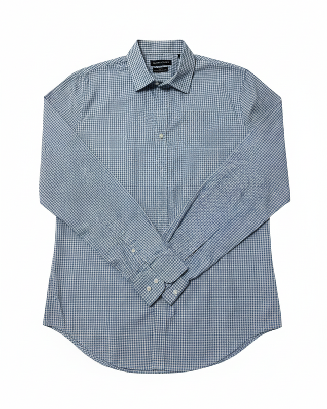 Country Road Blue Slim Fit Checked Cotton Shirt