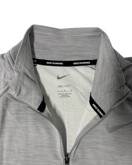 Nike Running Dri-FIT Heather Grey Half-Zip Performance Long Sleeve Top - M