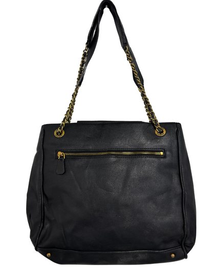 GUESS Black Faux Leather Studded G-Logo Tote Bag