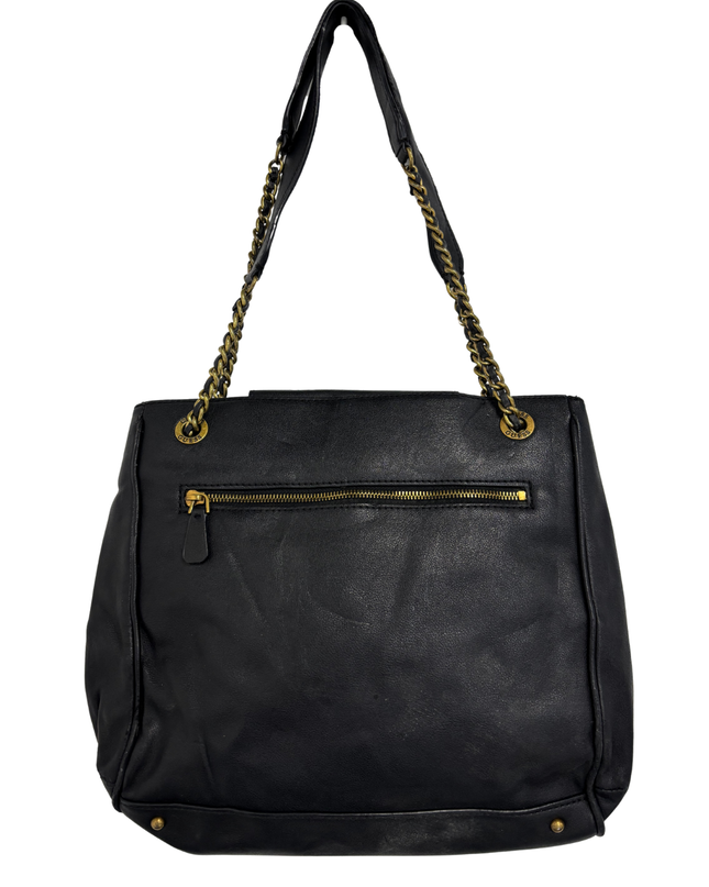 GUESS Black Faux Leather Studded G-Logo Tote Bag