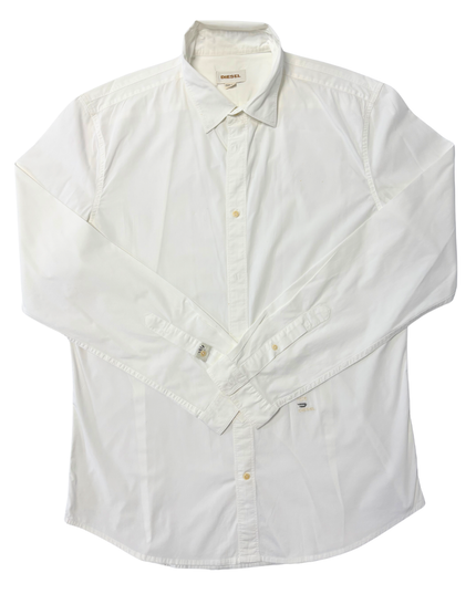 Diesel 1978 Embroidered White Button-Up Shirt