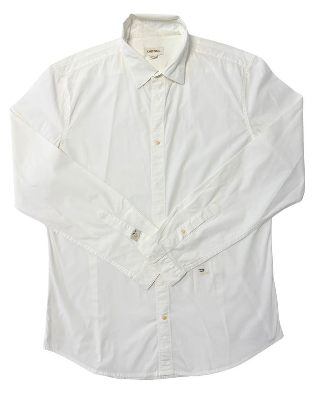 Diesel 1978 Embroidered White Button-Up Shirt