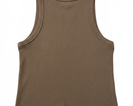 Oysho Brown Ribbed Racerback Tank Top