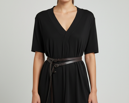 River Island Black V-Neck Belted Tunic Top