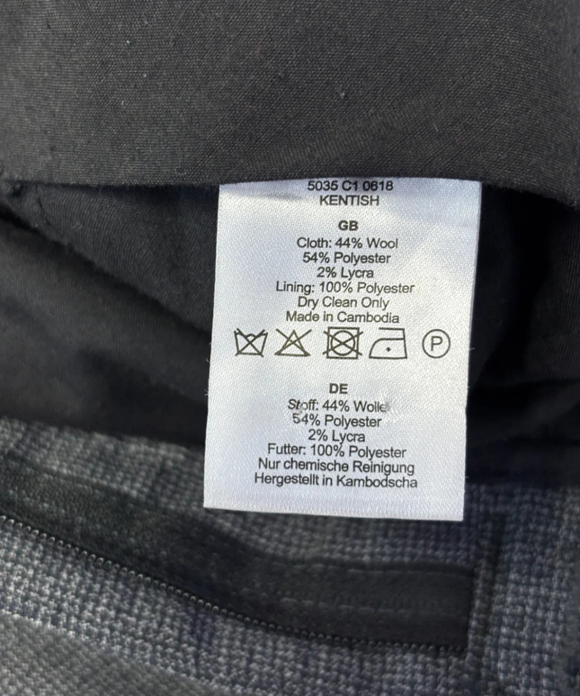 T.M. Lewin Gray Power Stretch Skinny Fit Wool Blend Blazer
