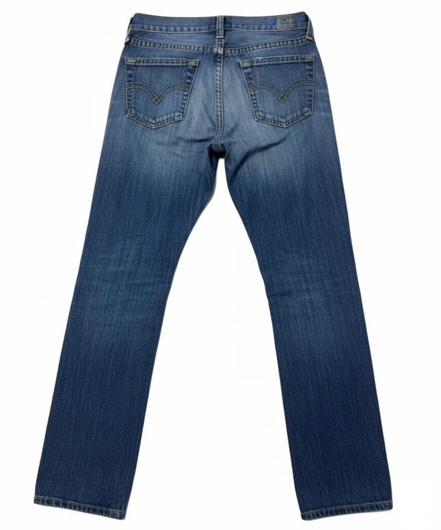 True Religion Blue Section Drew Low Rise Straight Leg Distressed Jeans