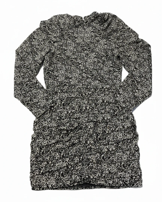 In The Style Black and White Floral Ruched Mini Dress