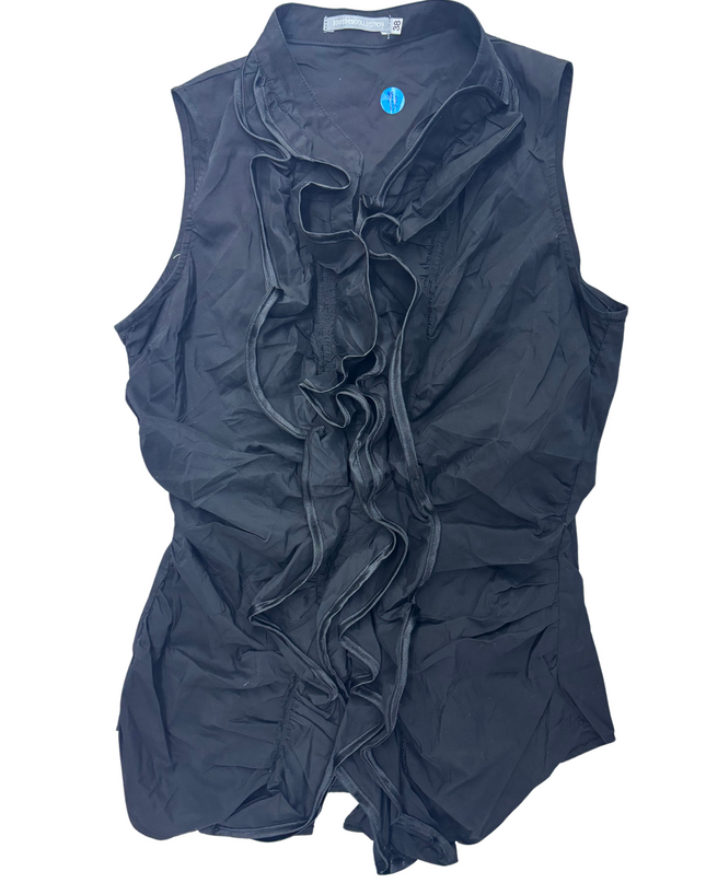 Suiss Collection - Black sleeveless Lace Frills - S