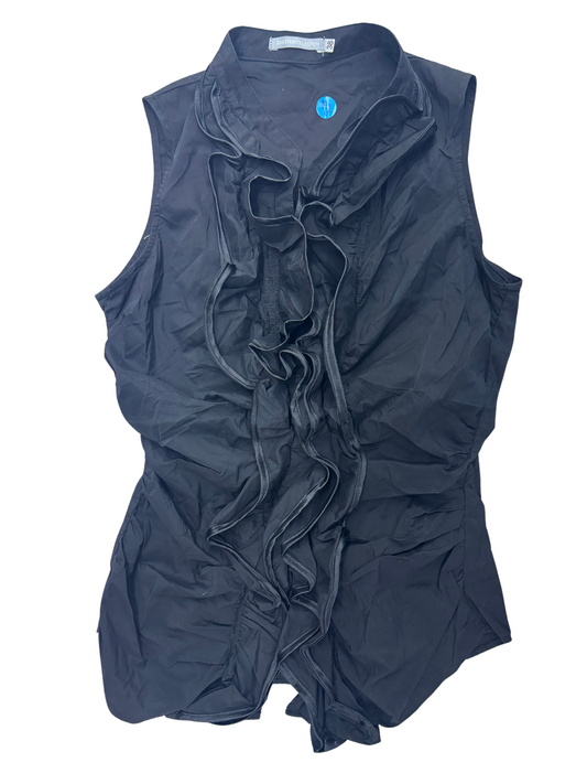 Suiss Collection - Black sleeveless Lace Frills - S