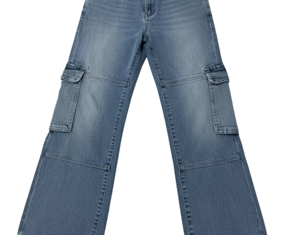 True Religion Light Blue Cargo Wide Leg Jeans