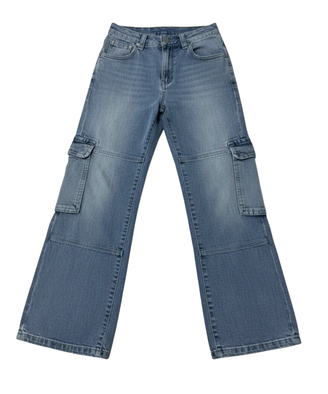 True Religion Light Blue Cargo Wide Leg Jeans